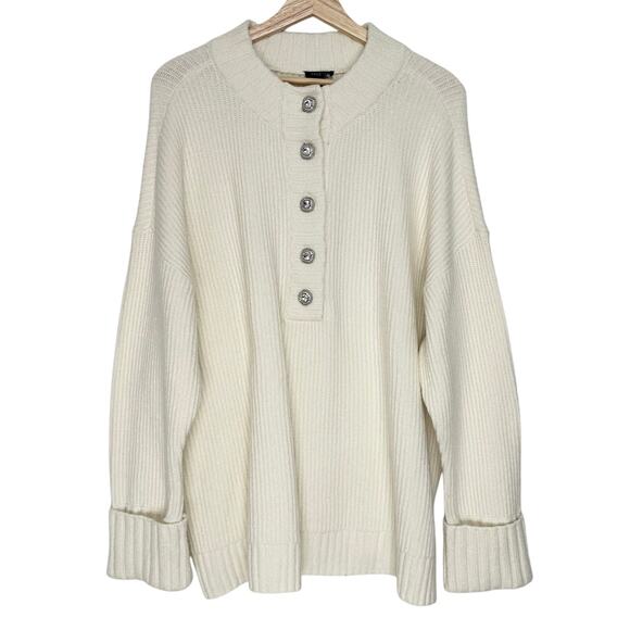 NWT Talbots Jewel Button Henley Pullover Sweater | Ivory Cream | SZ 2X - Picture 3 of 10